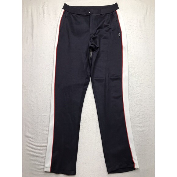 NWT RON DORFF Track Pants Men M (32x32) Navy Blue White Racing Stripe Zip Fly - Picture 1 of 16